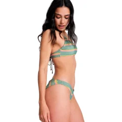 Roxy Bademode-- Women's Ocean Dreamer Cheeky - Bikini-Top Oil Green Say It With Stripes