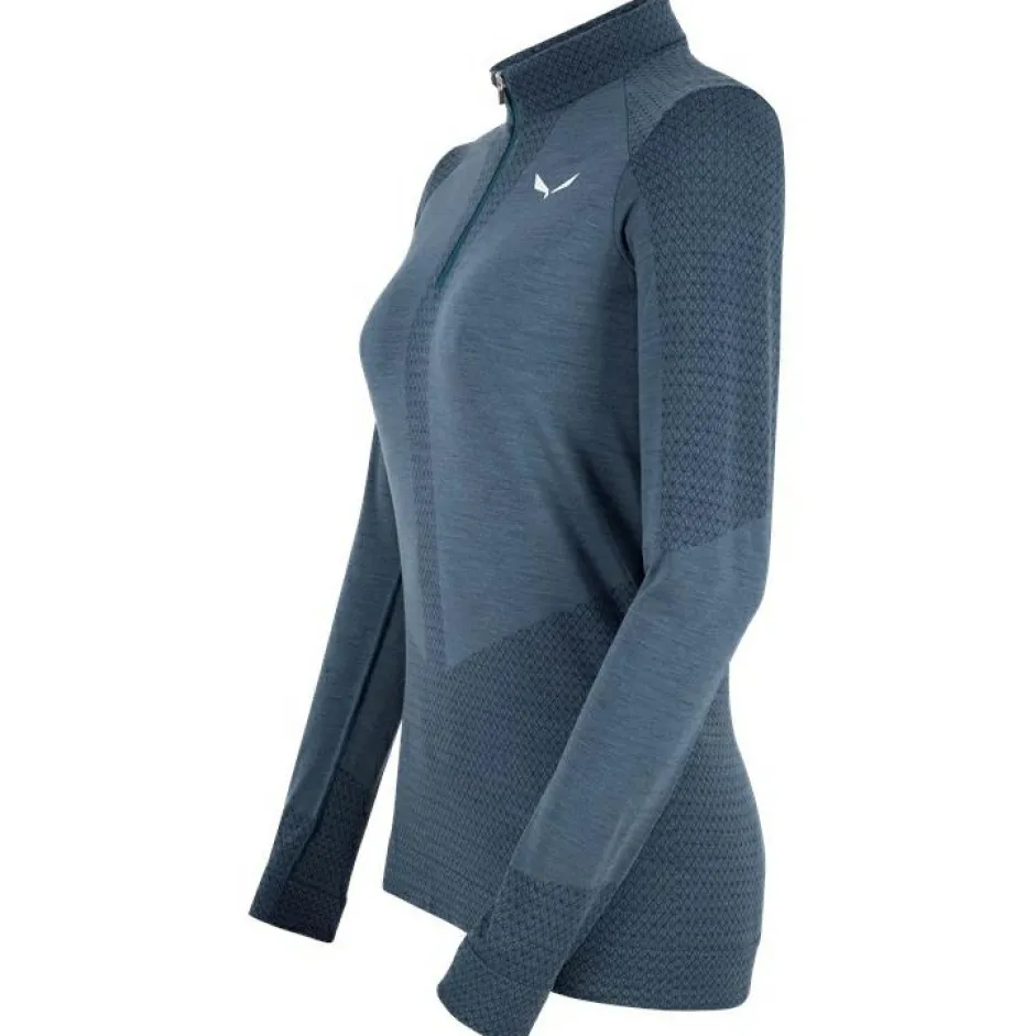 Salewa - Women's Zebru Medium Warm AMR Half Zip Tee - Merinounterwäsche