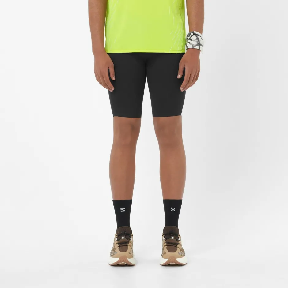 Salomon Laufbekleidung|Hosen-- Sense Stow Short Tights 9'' - Laufshorts Deep Black