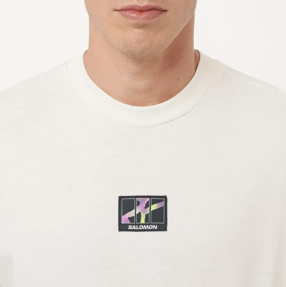 Salomon Alltagsbekleidung|T-Shirts-- Wild Rays Label S/S Tee - T-Shirt Whisper White