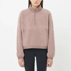 - Woen' Chroa Feece Crop Haf Zip - Feecepuover < Salomon New