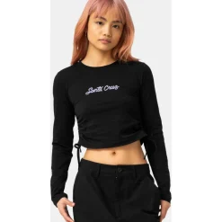 Santa Cruz Shirts, Hemden & Longsleeves|Alltagsbekleidung-- Women's Love Script Strip Tie L/S Top - Longsleeve Black