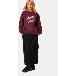 Santa Cruz - Women's Ribbon Script Front Crew - Pullover Dark Cherry Best