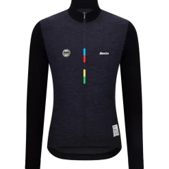 Santini Fahrradbekleidung|Radtrikots-- UCI World Champion Long-Sleeve Jersey Mondo - Radtrikot Nero