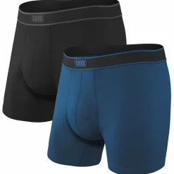 Saxx Alltagsbekleidung|Unterwäsche-- Daytripper Boxer Brief Fly 2-Pack - Kunstfaserunterwäsche Black / City Blue Heather