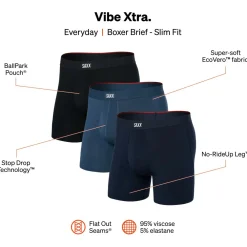 Saxx - Vibe Xtra Boxer Brief Fly 3-Pack - Kunstfaserunterwäsche Discount