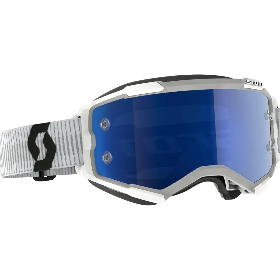 Scott Fahrradbekleidung|Brillen-- Fury S1 - Goggles White / Glas: Blue Chrome