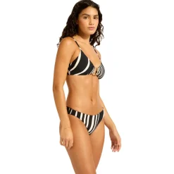 Seafolly Bademode-- Women's Coastline Ring Front Bralette - Bikini-Top Black