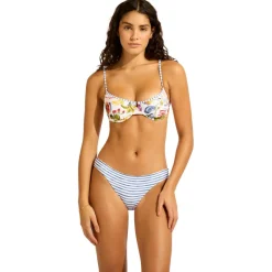 Seafolly Bademode-- Women's Riviera Coast Reversible Hipster - Bikini-Bottom White
