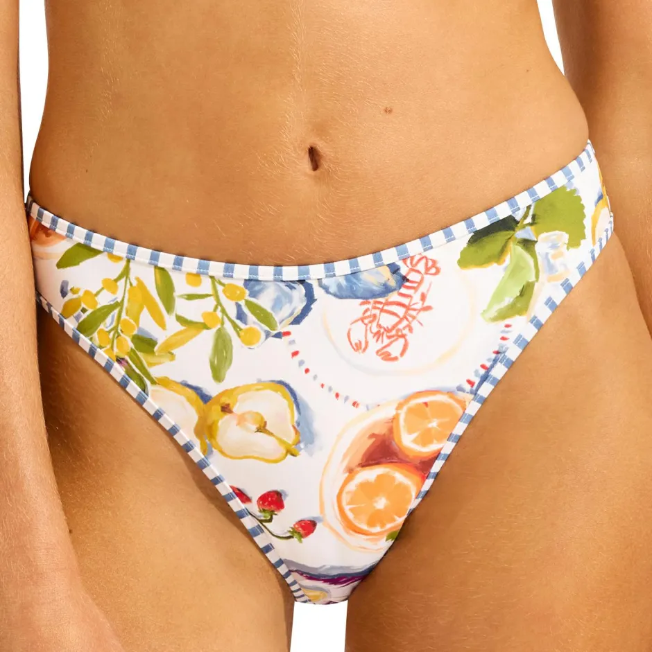 Seafolly Bademode-- Women's Riviera Coast High Leg Pant - Bikini-Bottom White