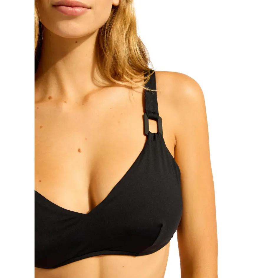 Seafolly Bademode-- Women's S.Collective F Cup Halter Bra - Bikini-Top Black