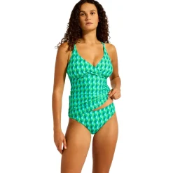 Seafolly Bademode-- Women's Sorrento Multifit Wrap Front Tankini - Tankini Vivid Green