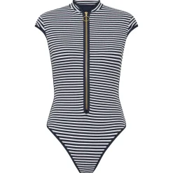 Seafolly - Clubhouse Cap Sleeve Zip Front One Piece - Badeanzug