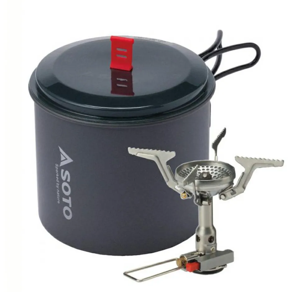 Soto Trekkingausrüstung|Outdoor-Küche-- Amicus W/ Igniter + New River Pot Combo - Gaskocher Silver / Black