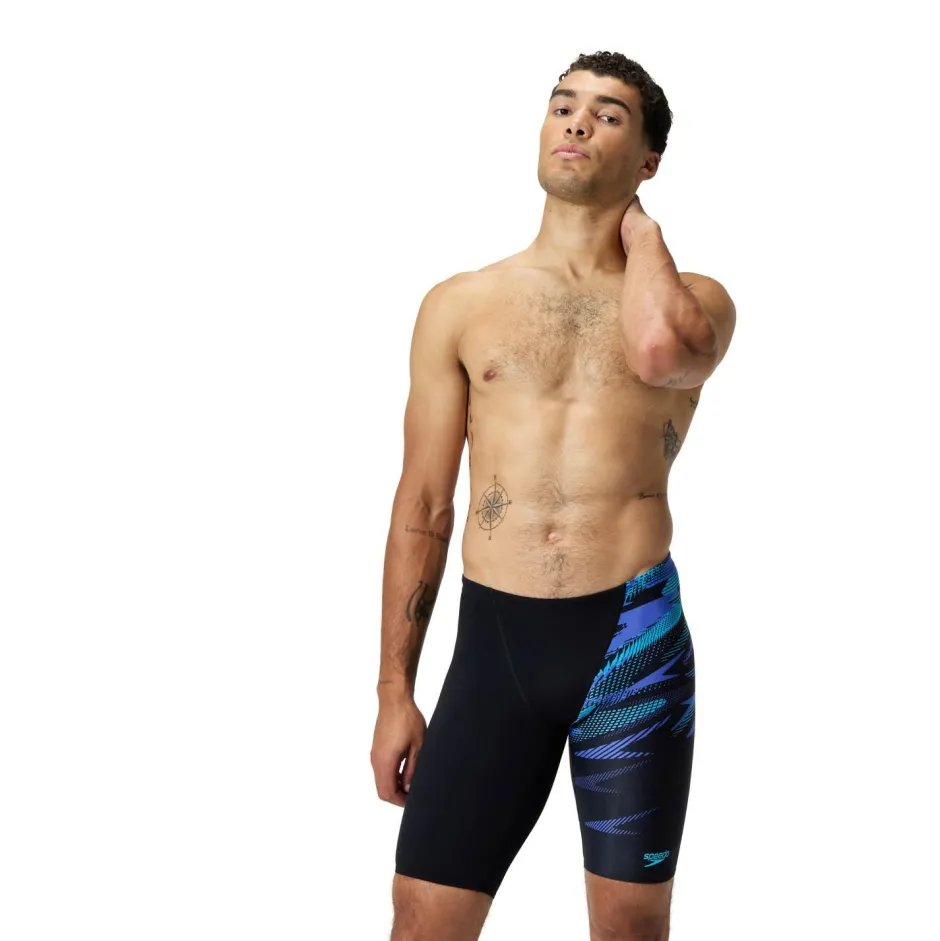 Speedo Bademode-- HyperBoom V-Cut Jammer - Badehose Black / Alfalfa Green