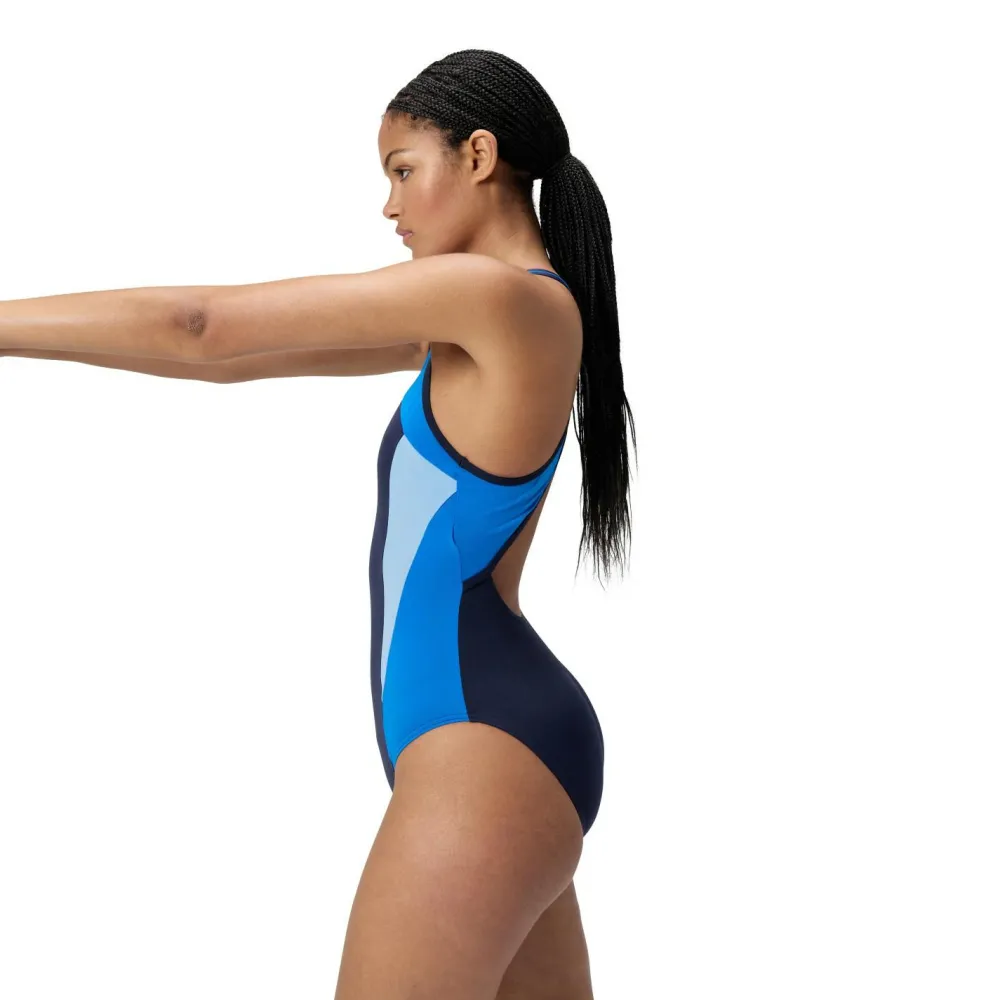 Speedo - Women's High Neck Splice Crossback Swimsuit - Badeanzug Turquoise Gem Sale