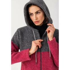STAPF Jacken|Alltagsbekleidung-- Women's Mina - Zip-Hoodie Steinkohle / Clematis