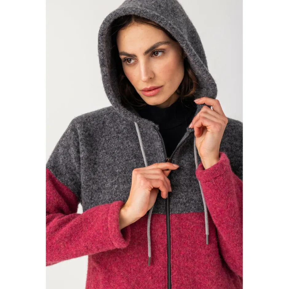 STAPF Jacken|Alltagsbekleidung-- Women's Mina - Zip-Hoodie Steinkohle / Clematis