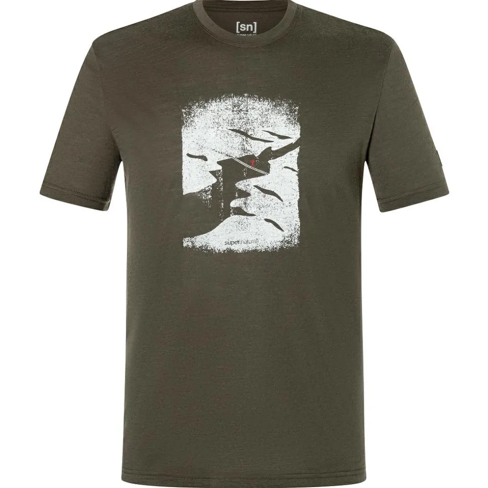super.natural - Crevasse Tee - Merinoshirt Black Ink / Various Sale