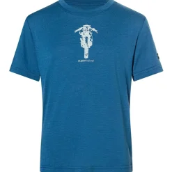 super.natural Alltagsbekleidung|Wanderbekleidung-- Kid's Scrambler Tee - Merinoshirt Ocean Blue / Feather Grey