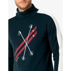 super.natural Skibekleidung|Skipullover-- Kryssede Ski Roll Neck - Pullover Blueberry / Fresh White / High Risk Red