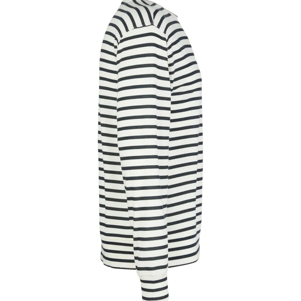 super.natural - Solution Stripe Bio Crew - Merinopullover Fresh White / Navy Stripe Online