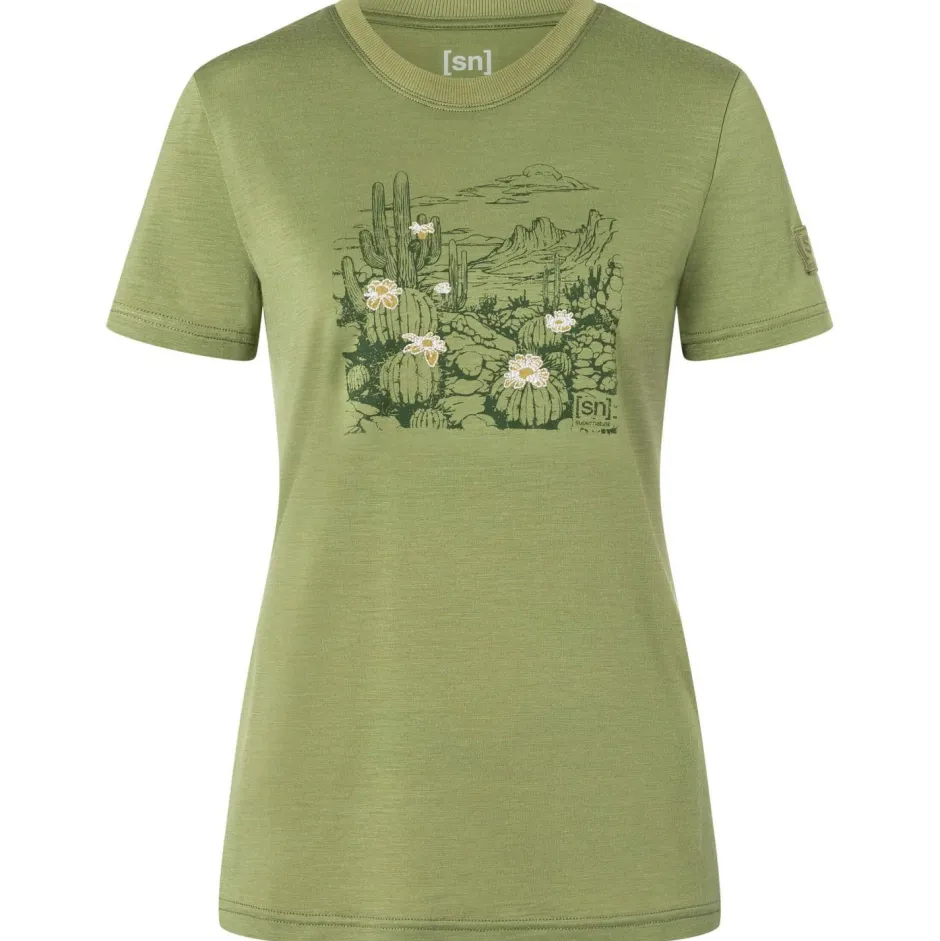 super.natural Wanderbekleidung|Shirts, Hemden & Longsleeves-- Women's Cactus World Bio Jersey Tee - Merinoshirt