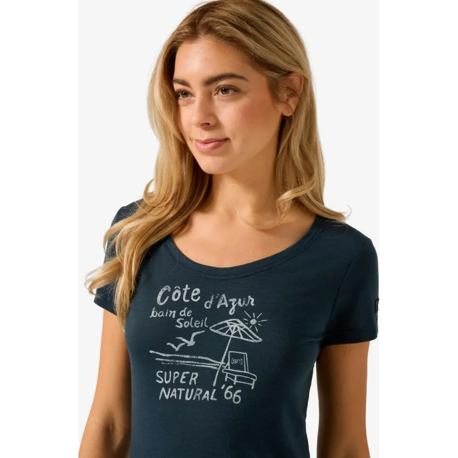 super.natural Alltagsbekleidung|Shirts, Hemden & Longsleeves-- Women's Cote D'Azur Tee - Merinoshirt