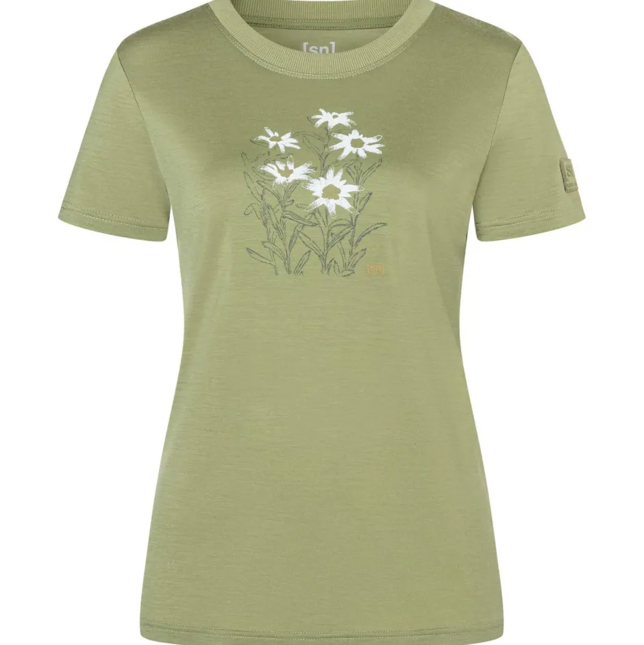 super.natural Wanderbekleidung|T-Shirts-- Women's Edelweiss Bio Jersey Tee - Merinoshirt