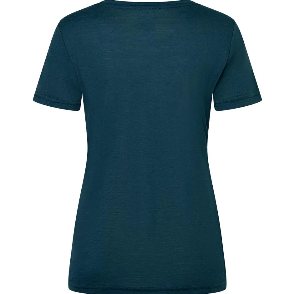 super.natural Alltagsbekleidung|Wanderbekleidung-- Women's Ornament Tee - Merinoshirt Cashmere Grey Melange / Leaf Melange / White Stone