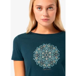 super.natural Alltagsbekleidung|Wanderbekleidung-- Women's Ornament Tee - Merinoshirt Cashmere Grey Melange / Leaf Melange / White Stone