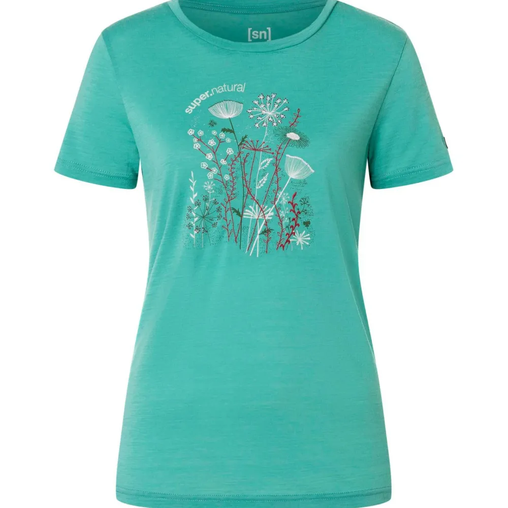 super.natural - Women's Rock Flowers Tee - Merinoshirt New