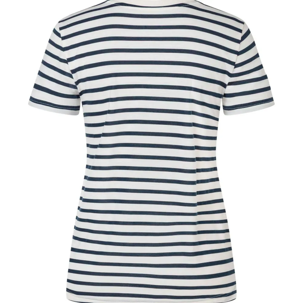 super.natural - Women's Stripe Cote D'Azur Bio Jersey Tee - Merinoshirt Fresh White / Navy Stripe / Salute Clearance