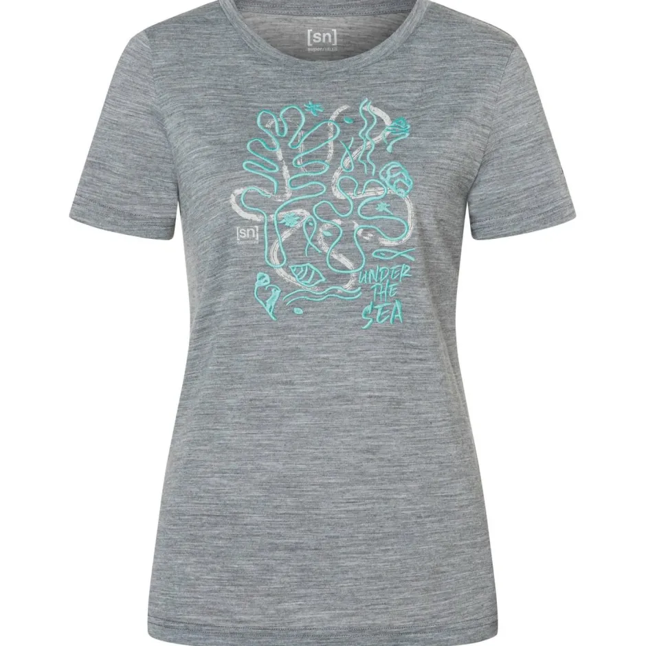 super.natural Alltagsbekleidung|Shirts, Hemden & Longsleeves-- Women's Under The Sea Tee - Merinoshirt