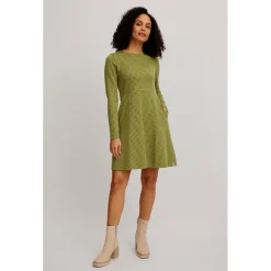 Tranquillo - Women's Gestricktes Swing-Kleid im Retro-Look - Kleid Seaweed Clearance