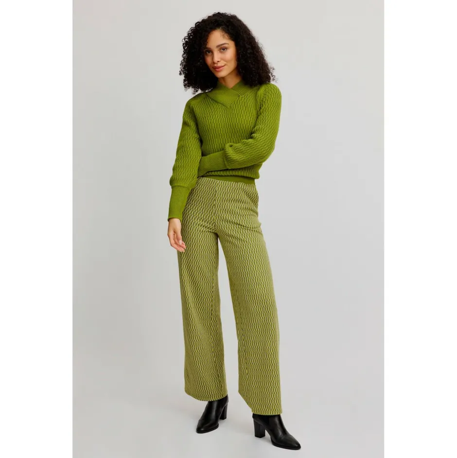 Tranquillo Hosen|Alltagsbekleidung-- Women's Gestrickte Hose im Retro-Look - Freizeithose Seaweed