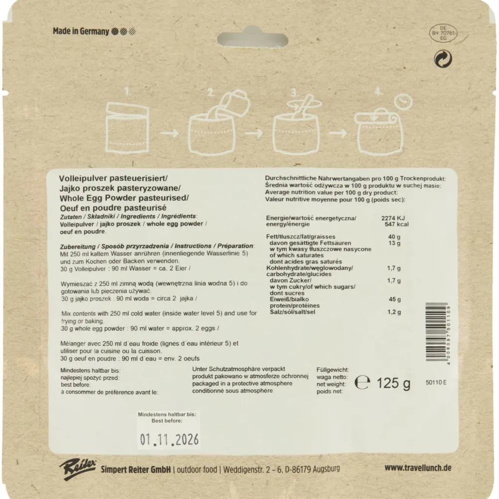 - Volleipulver (pasteurisiert) < Travellunch New