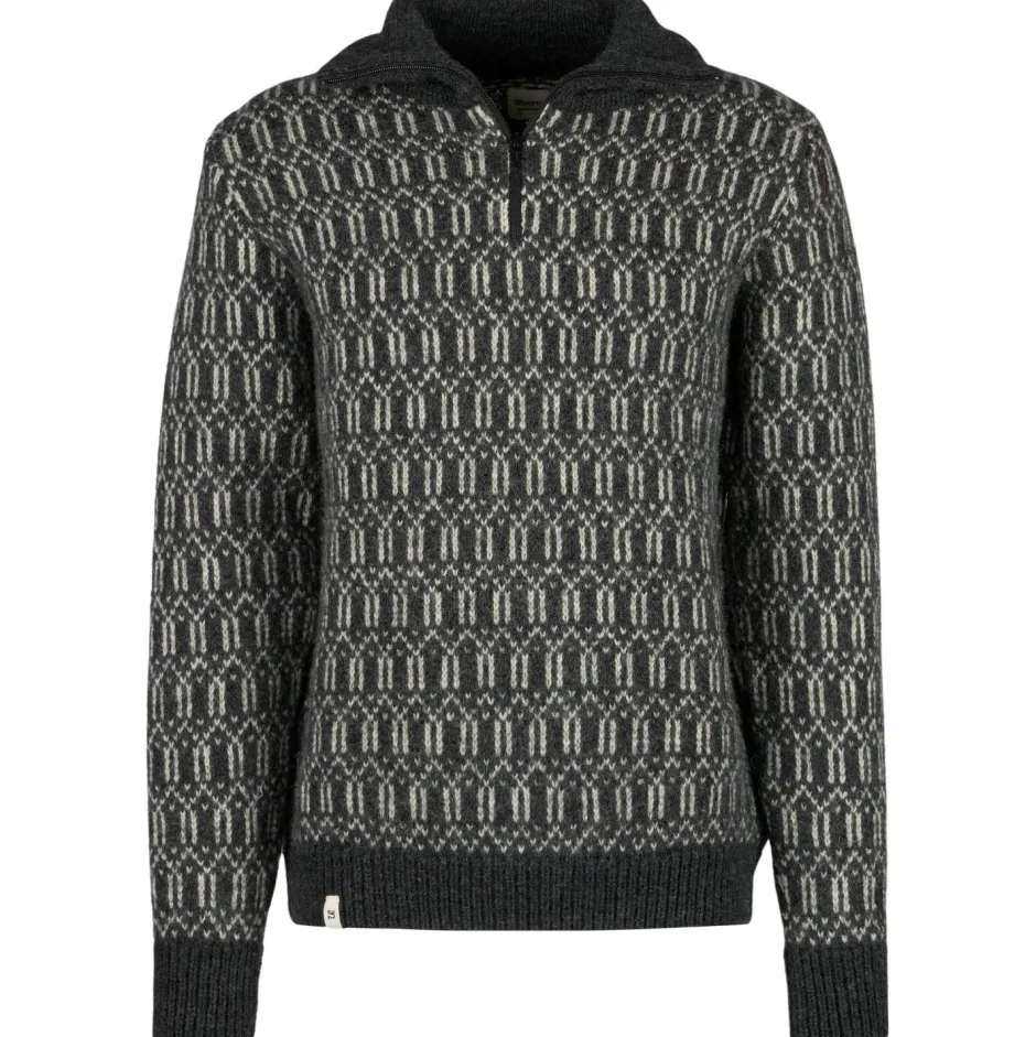 Ulvang Pullover & Hoodies|Pullover & Hoodies-- Echo Half Zip Sweater - Wollpullover Charcoal Melange / Off White