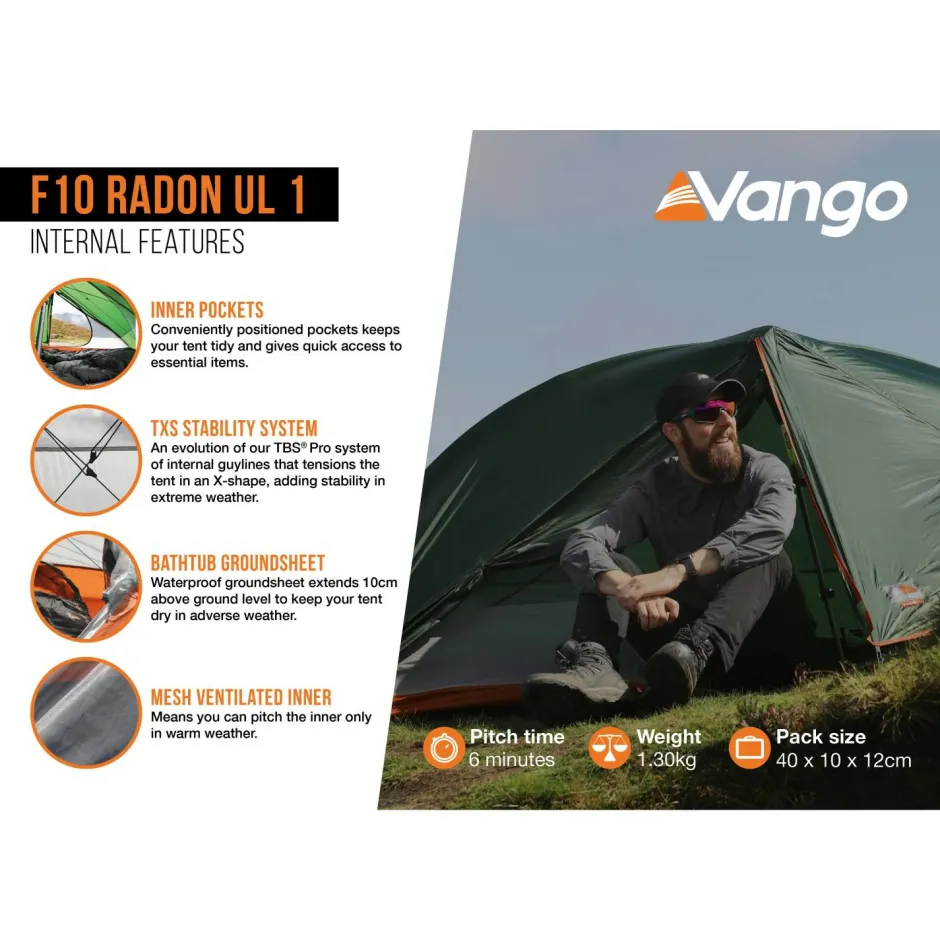 Vango - F10 Radon UL 1 - 1-Personen Zelt