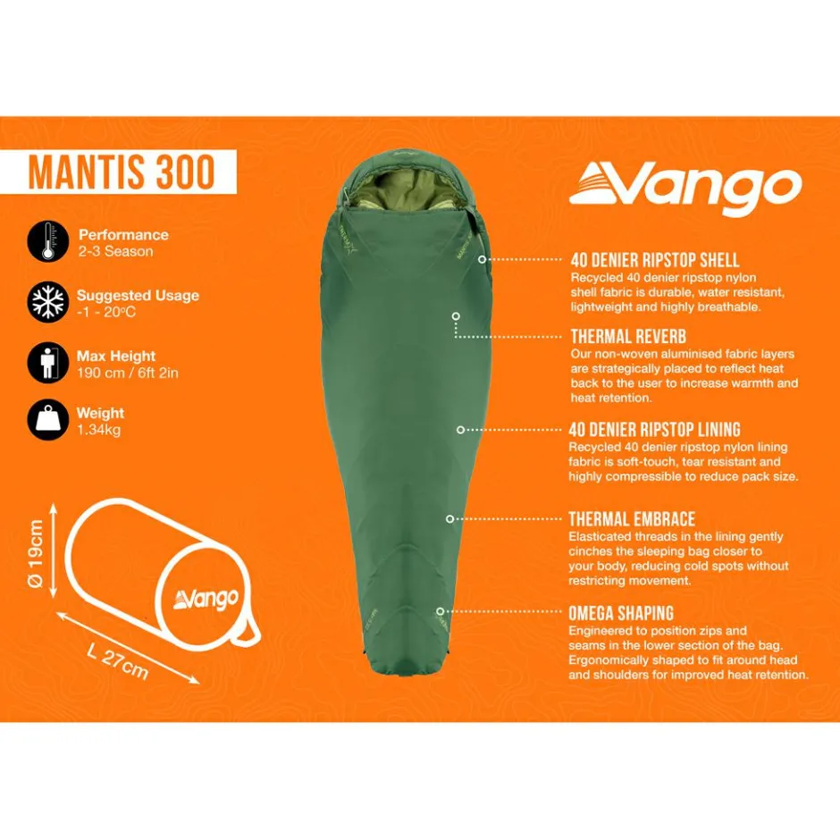 Vango Trekkingausrüstung|Kunstfaserschlafsäcke-- Mantis 300 - Kunstfaserschlafsack Pine Green