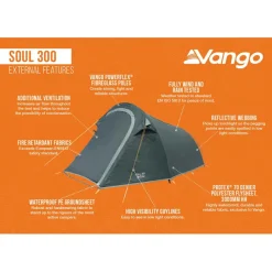 Vango Trekkingzelte|Trekkingausrüstung-- Soul 300 - 3-Personen Zelt Deep Blue