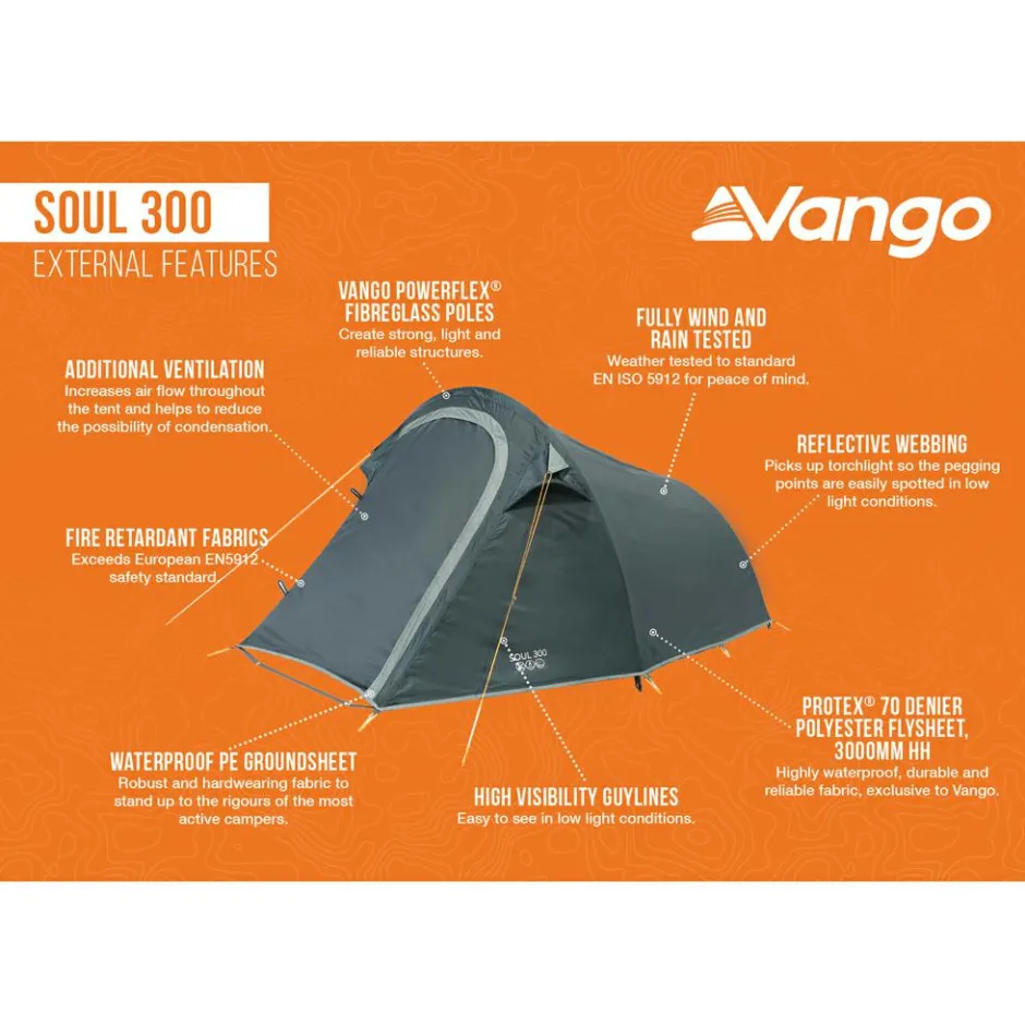 Vango Trekkingzelte|Trekkingausrüstung-- Soul 300 - 3-Personen Zelt Deep Blue