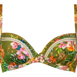 Watercult - Women's Sunset Florals Bikini Top 7374 - Bikini-Top Warm Olive Discount