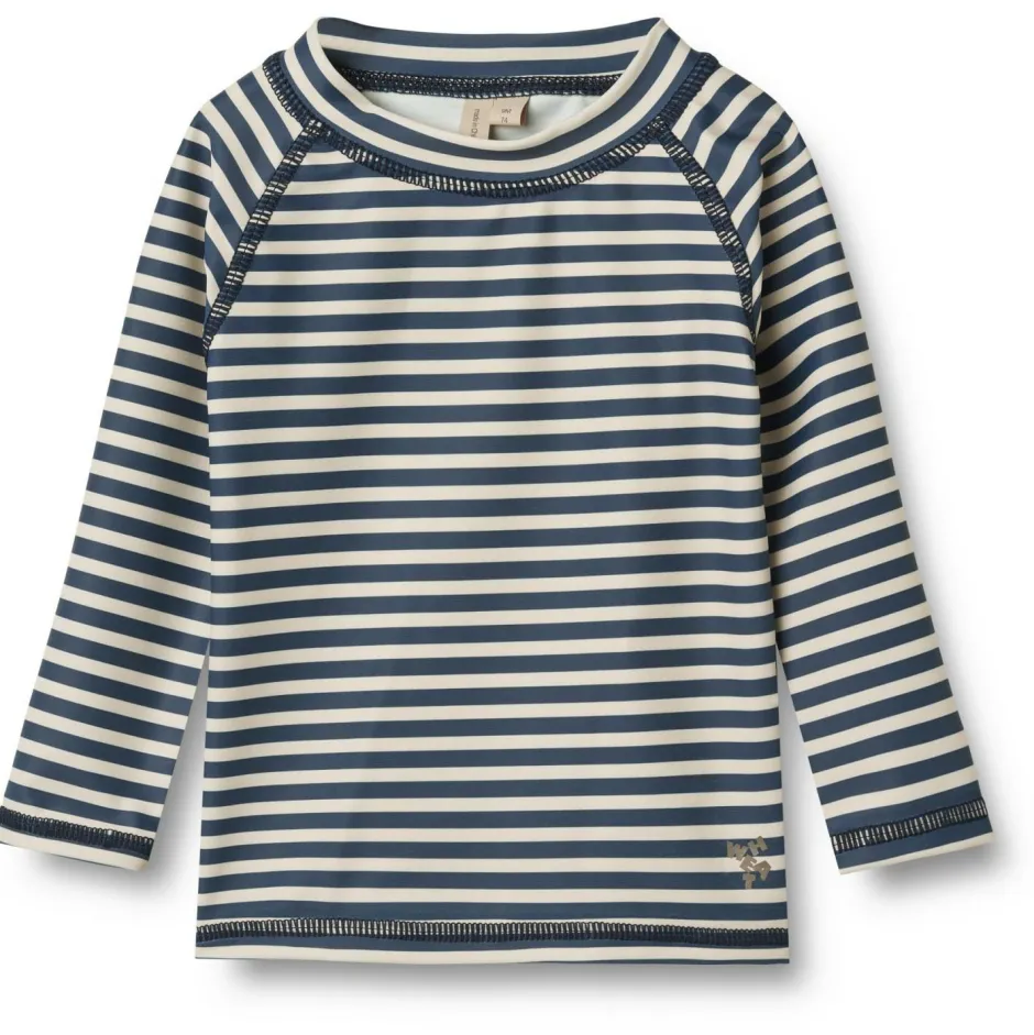 WHEAT Bademode-- Kid's Swim T-Shirt L/S Dilan - Lycra Blue Stripe