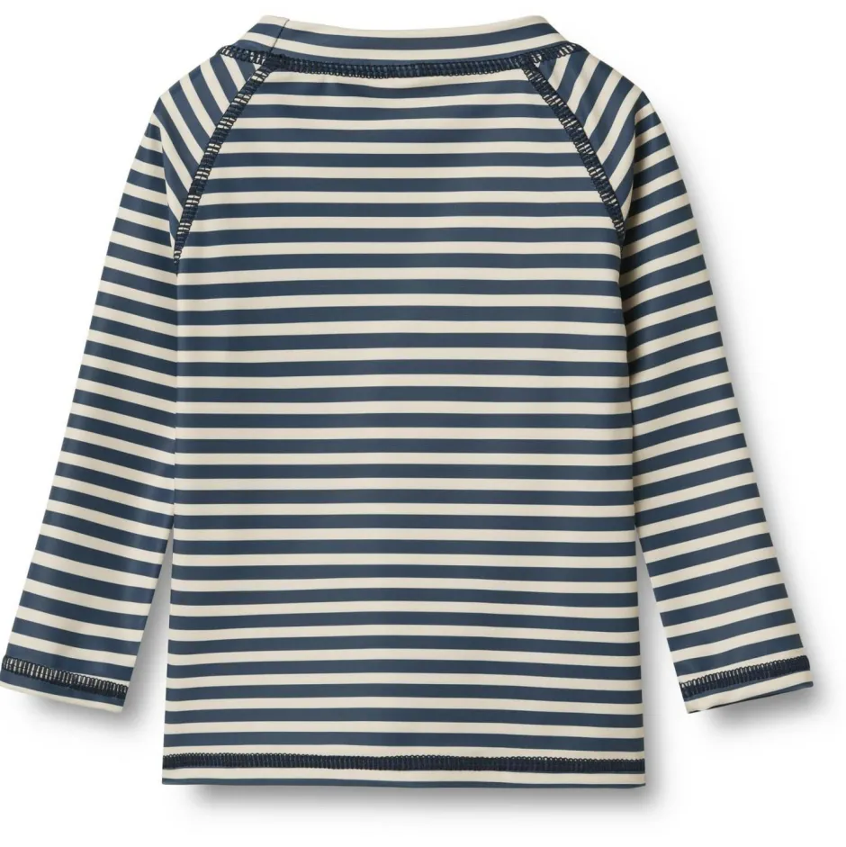 WHEAT Bademode-- Kid's Swim T-Shirt L/S Dilan - Lycra Blue Stripe