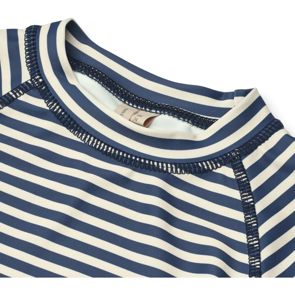 WHEAT Bademode-- Kid's Swim T-Shirt L/S Dilan - Lycra Blue Stripe