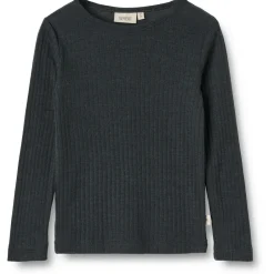Kinder WHEAT - Kid's Gestreiftes Langarm-Shirt Wool / Silk - Merinounterwäsche